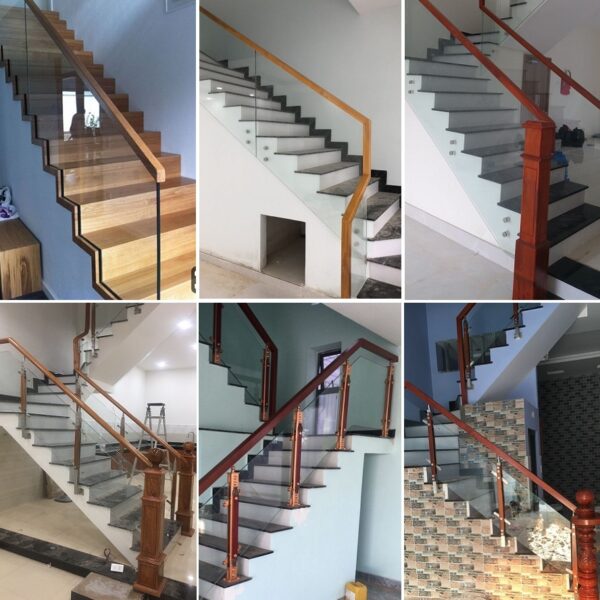 mẫu lan can cầu thang kính cường lực đẹp